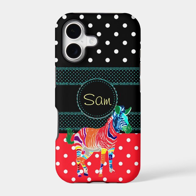 Rainbow Zebra Animals Monogrammed Pattern Party (Back)