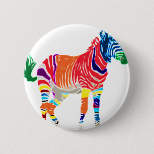 Rainbow Zebra Animals Monogrammed Pattern Party 6 Cm Round Badge