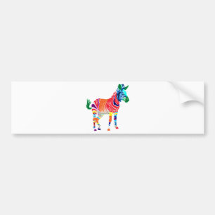 Rainbow Zebra Animals Monogrammed Pattern Party Bumper Sticker