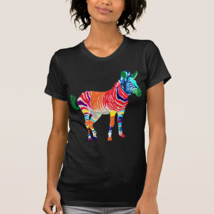 Rainbow Zebra Animals Monogrammed Pattern Party T-Shirt