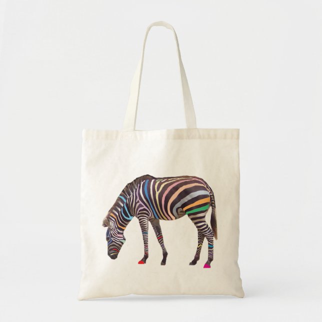 Rainbow Zebra Budget Tote Bag (Front)
