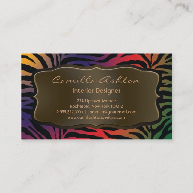 Rainbow Zebra Business Cards (Front)