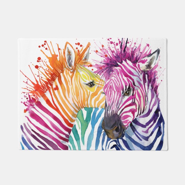 Rainbow Zebra Doormat (Front)