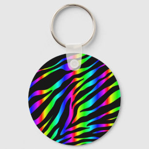 rainbow zebra key ring
