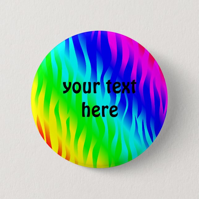 Rainbow zebra pattern 6 cm round badge (Front)