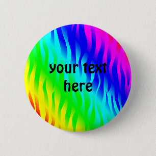 Rainbow zebra pattern 6 cm round badge