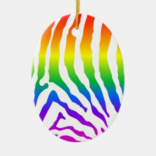 Rainbow Zebra Pattern Ceramic Ornament