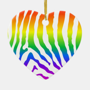 Rainbow Zebra Pattern Ceramic Ornament