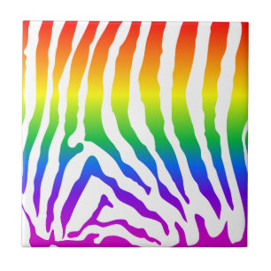 Rainbow Zebra Pattern Ceramic Tile