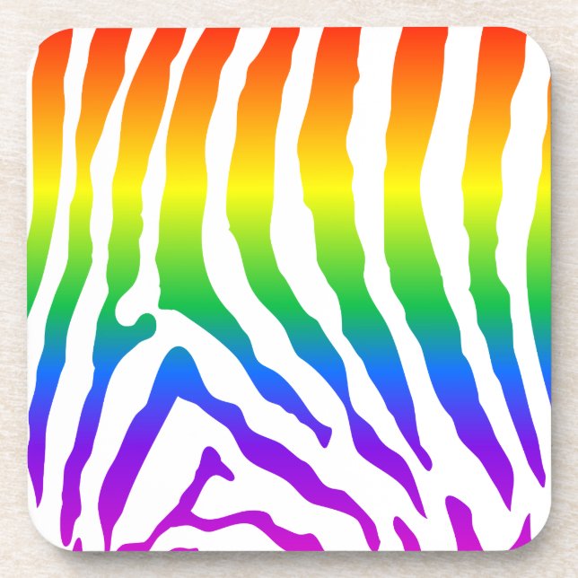 Rainbow Zebra Pattern Coaster (Front)