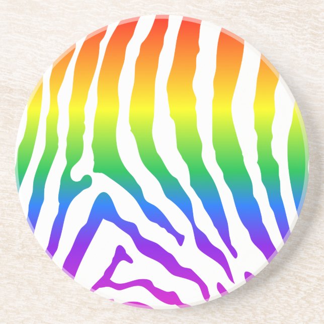 Rainbow Zebra Pattern Coaster (Front)