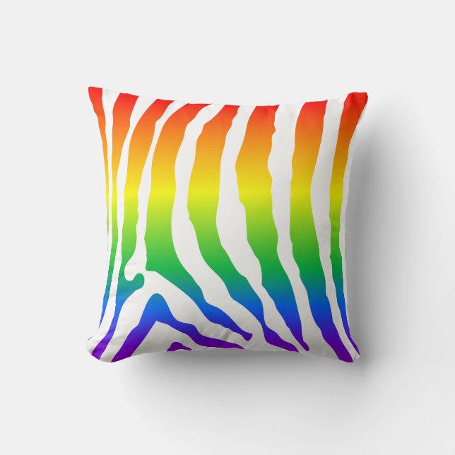 Rainbow Zebra Pattern Cushion (Front)