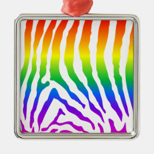 Rainbow Zebra Pattern Metal Tree Decoration
