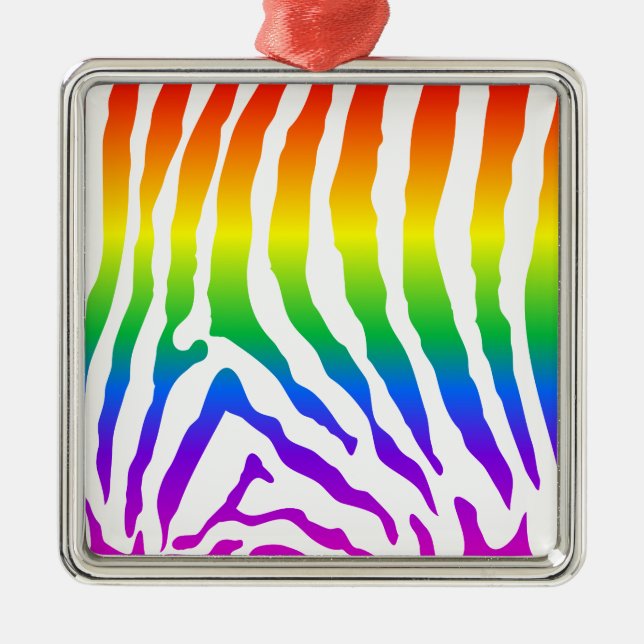 Rainbow Zebra Pattern Metal Tree Decoration (Front)