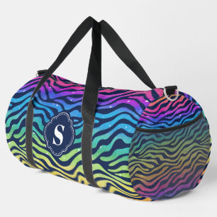 Rainbow Zebra Pattern Monogrammed Duffle Bag