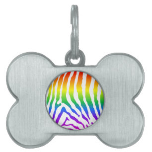 Rainbow Zebra Pattern Pet Name Tag