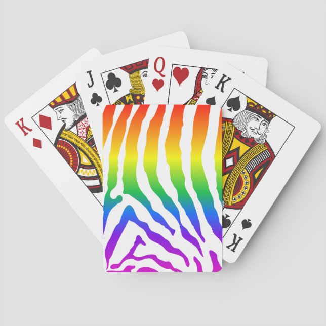 Rainbow Zebra Pattern Playing Cards (Back)
