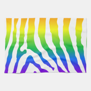 Rainbow Zebra Pattern Tea Towel