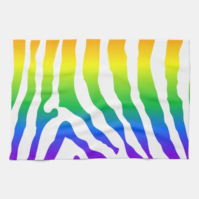 Rainbow Zebra Pattern Tea Towel (Horizontal)
