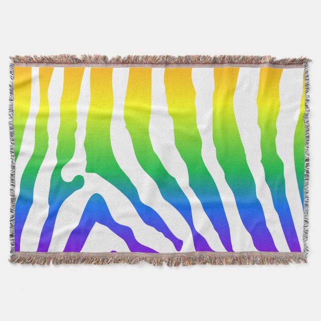 Rainbow Zebra Pattern Throw Blanket (Front)