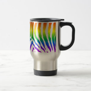Rainbow Zebra Pattern Travel Mug