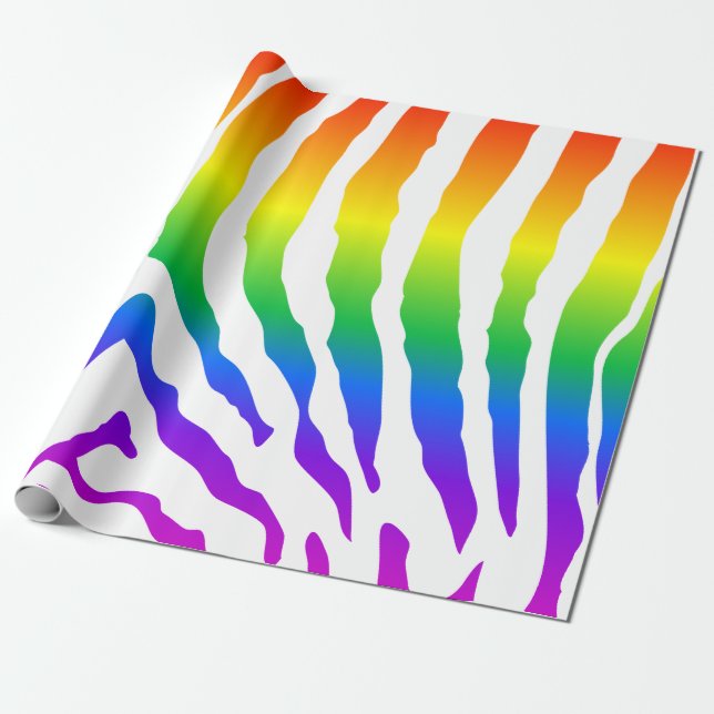 Rainbow Zebra Pattern Wrapping Paper (Unrolled)