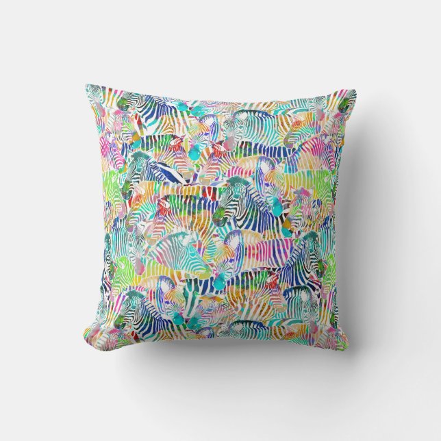 Rainbow Zebra Pillow (Front)