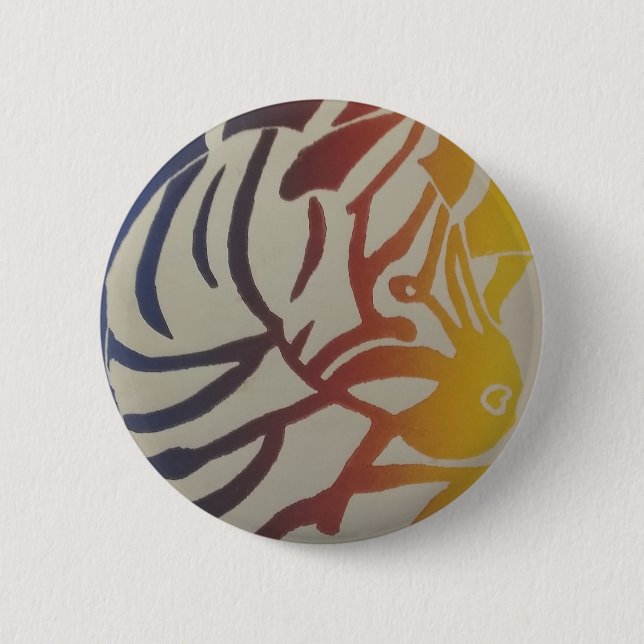 Rainbow Zebra pin/ 6 Cm Round Badge (Front)