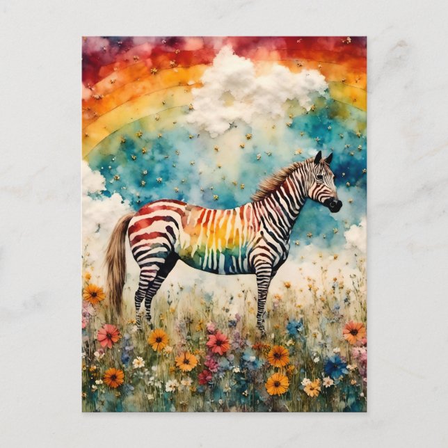Rainbow Zebra  Postcard (Front)