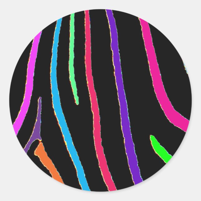Rainbow Zebra Print Classic Round Sticker (Front)
