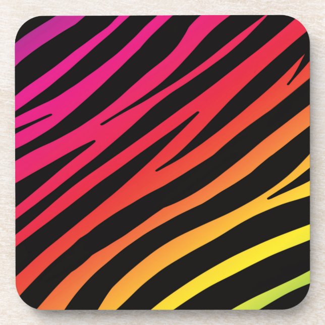 Rainbow zebra print  coaster (Front)