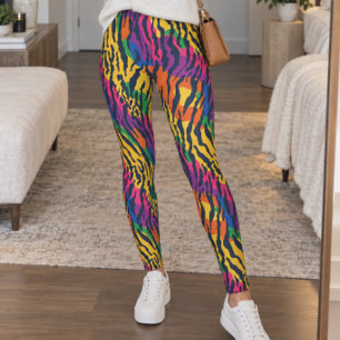 Rainbow Zebra Print Leggings