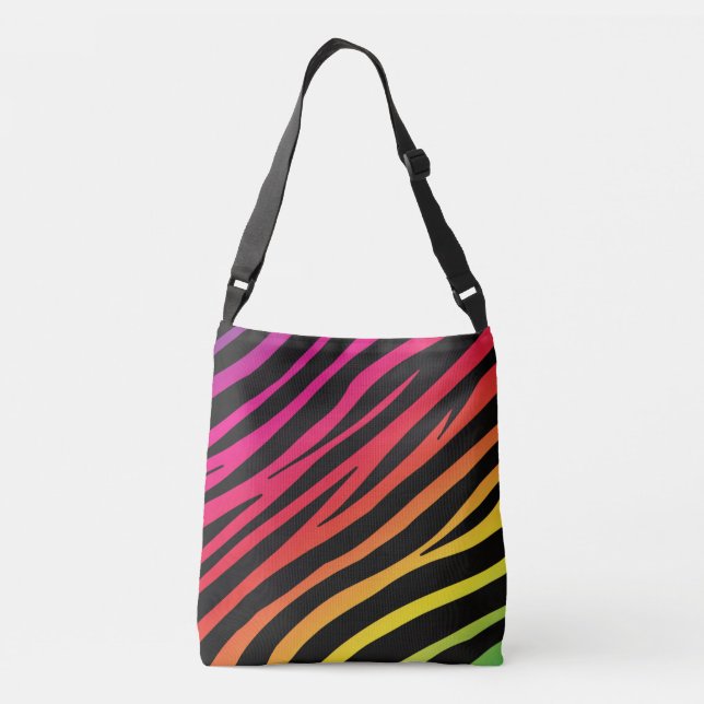 Rainbow zebra print multi colour  crossbody bag (Back)