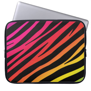 Rainbow zebra print multi colour laptop sleeve