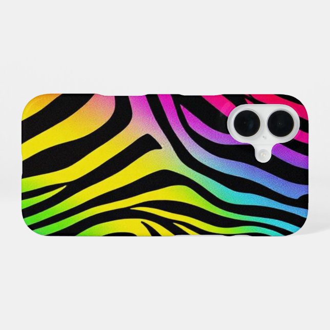 Rainbow Zebra Print Phone Case (Back Horizontal)
