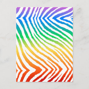 Rainbow Zebra Print Postcard