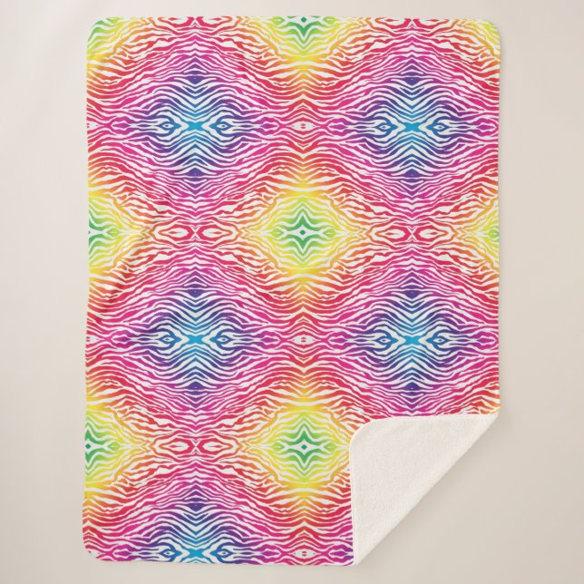Rainbow Zebra Sherpa Blanket (Front)
