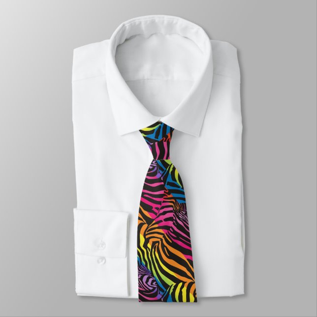 Rainbow Zebra Stipes Tie (Tied)