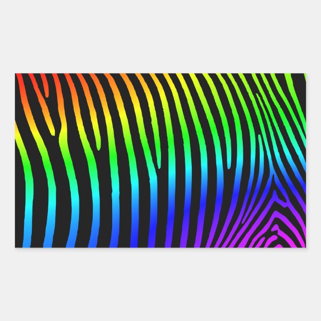 Rainbow Zebra Stripes Rectangular Sticker (Front)