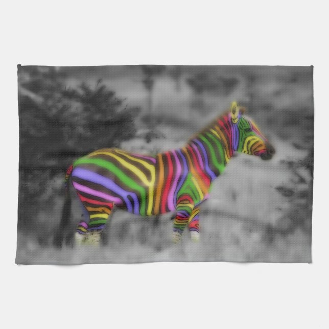 Rainbow Zebra Tea Towel (Horizontal)