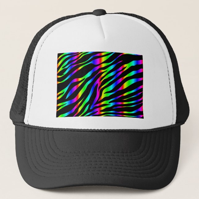 rainbow zebra trucker hat (Front)