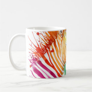 Rainbow zebra, watercolor wild illustration. coffee mug