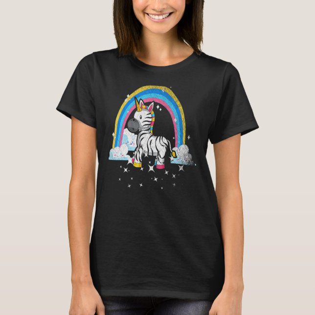 Rainbow Zebracorn Africa Animal Fantasy Zebra Unic T-Shirt (Front)