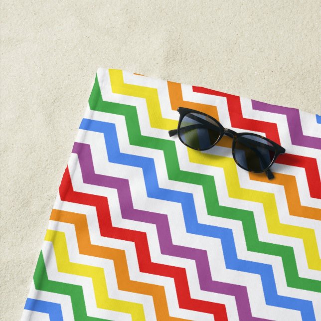 Rainbow zig zag beach towel (In Situ)