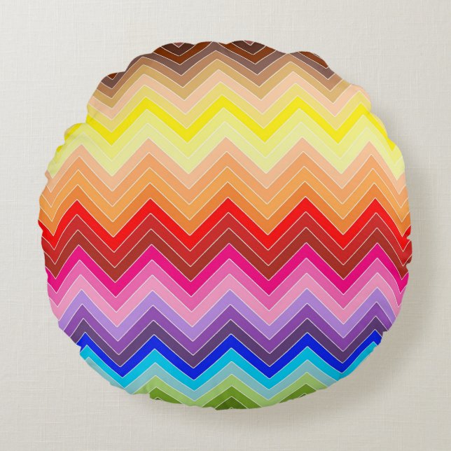 Rainbow Zig Zag Round Cushion (Front)