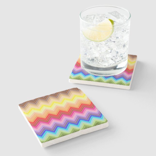 Rainbow Zig Zag Stone Coaster (Side)
