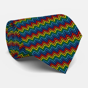 RAINBOW Zigzag Pattern - customisable background Tie