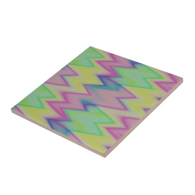 Rainbow zigzags ceramic tile (Side)