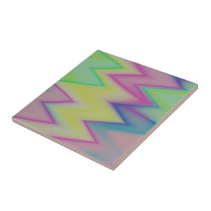 Rainbow Zigzags   Ceramic Tile