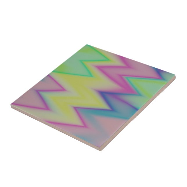Rainbow Zigzags   Ceramic Tile (Side)